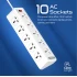 Promate PowerMatrix-3M 10AC Socket Space Efficient Power Strip
